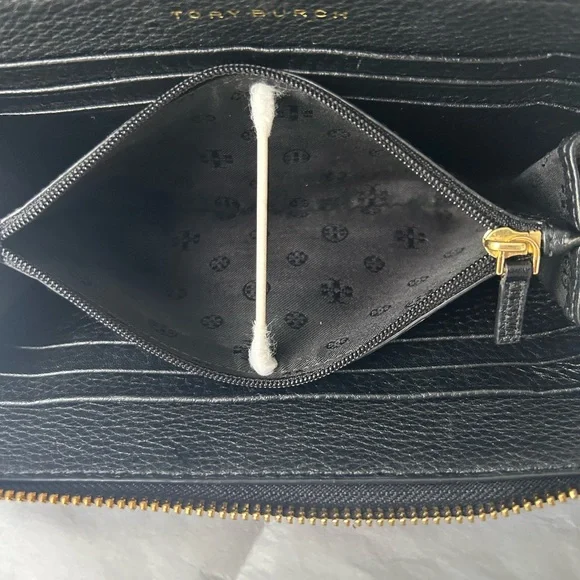 TORY BURCH Taylor Continental Wallet, Black Pebble Leather - Picture 9 of 12